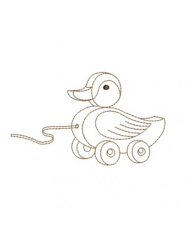 Motif de broderie machine  canard en redwork