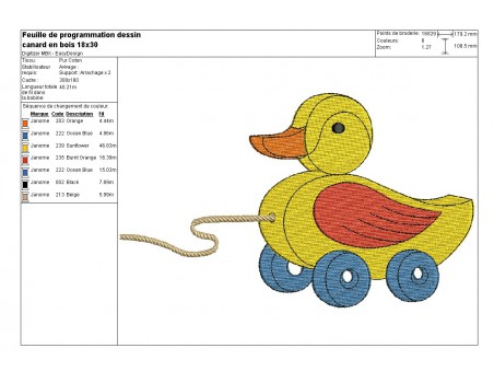 Instant download machine embroidery redwork duck