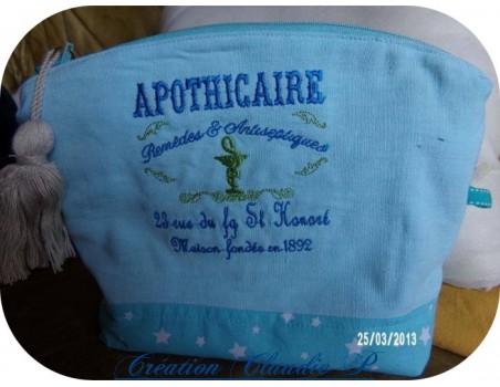 Motif de broderie machine apothicaire 