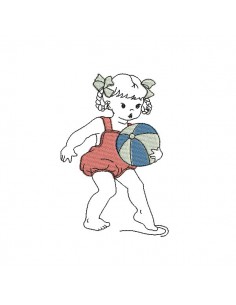Motif de broderie machine petite fille à la plage