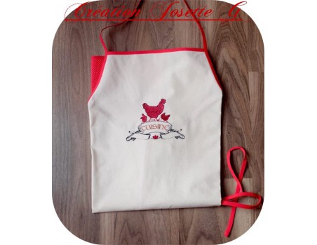 Motif de broderie machine enseigne cuisine poules