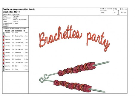 Instant download machine embroidery design Barbecue