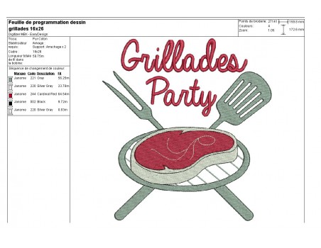 Instant download machine embroidery design Brochettes party