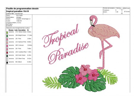 Motif de broderie machine tropical paradise