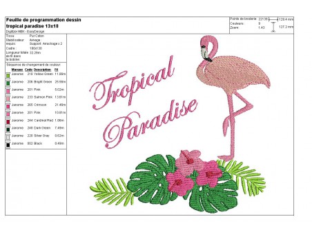 Motif de broderie machine tropical paradise