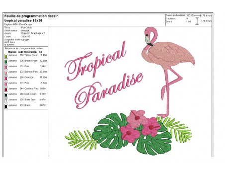 Motif de broderie machine tropical paradise