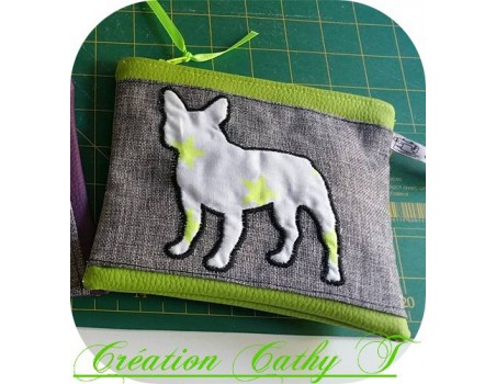 Motif de broderie chien bouledogue