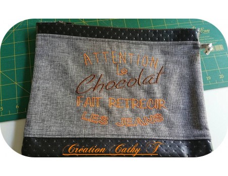 Motif de broderie  machine texte humour Chocolat